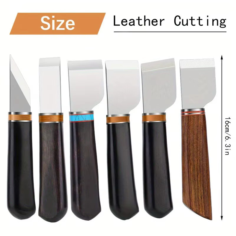 Professionelles Leder-Schälmesser für das Handwerk mit Holzgriff und silberner Klinge - Bild 2