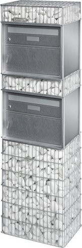 BELLISSA Briefkastengabione Splügen in Silberfarben, B/T/H: 31 x 44 x 145 cm - Bild 1