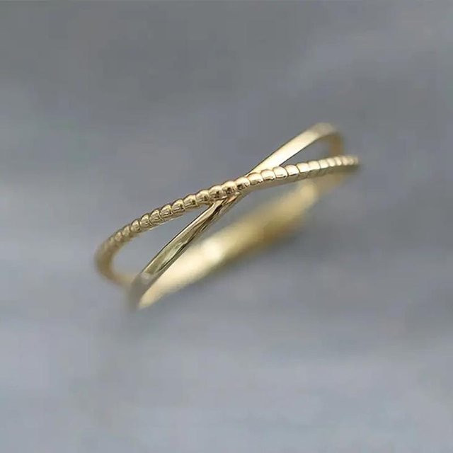 Huitan Kreuzringe, Messing, Gold, Damen - Bild 1