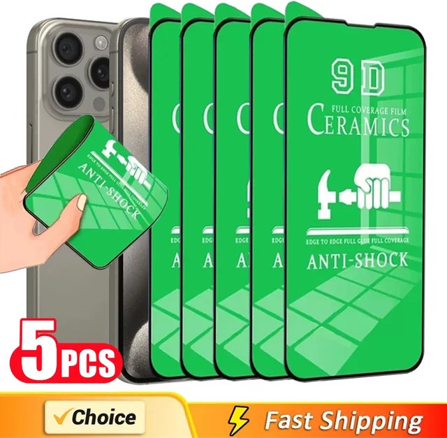 5er Set Weiche Keramik Displayschutzfolien für Apple iPhone 14 15 16 Pro Max Mini 13 12 11 XS X XR 8 7 6 Plus in Transparent - Bild 1