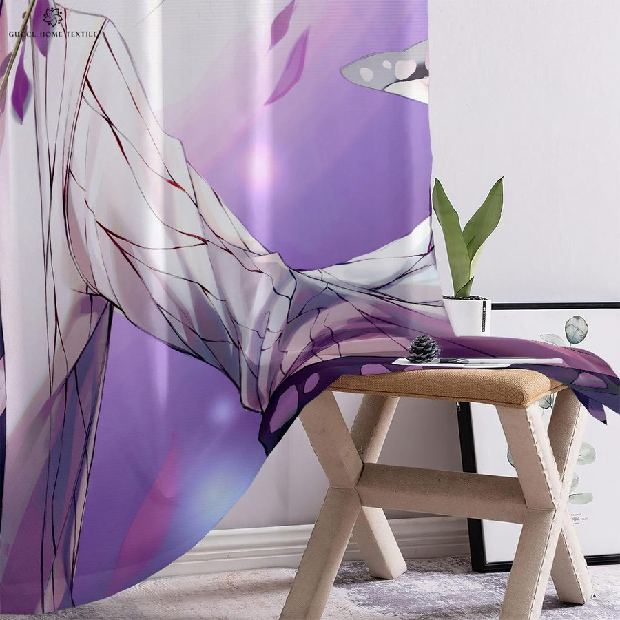 Yiran Furniture Animations-Zeichentrickvorhänge für Kinderzimmer und Wohnzimmer, 2er-Set, Mehrfarbig, Polyester, semi-transparent, B: 50 cm, H: 130 cm - Bild 4