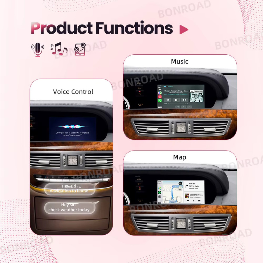 BONROAD Wireless CarPlay und Android Auto Adapter für Mercedes Benz CLS Klasse W221 NTG 3.0 NTG 3.5 mit Bluetooth Navigation - Bild 4