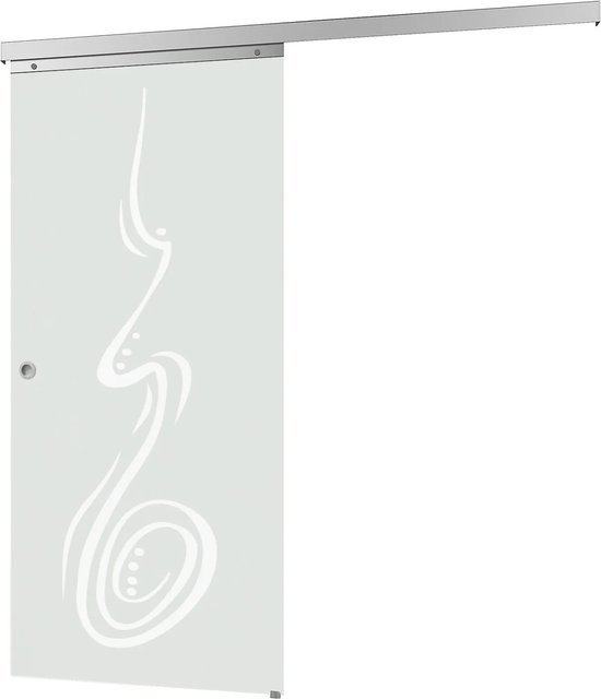 inova Glasschiebetür Curved Komplettset mit Griffmuschel und 2-seitigem Softclose, Farbe: Transparent/Silver, B/H: 88,0 x 203,5 cm - Bild 1