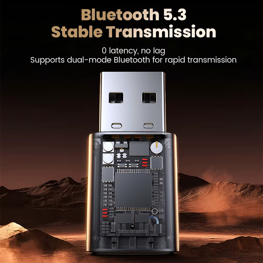 Elough Bluetooth 5.3 USB-Adapter in Schwarz für Computer-Desktop zur gleichzeitigen Verbindung von Kopfhörern, Maus und Tastatur - Bild 3