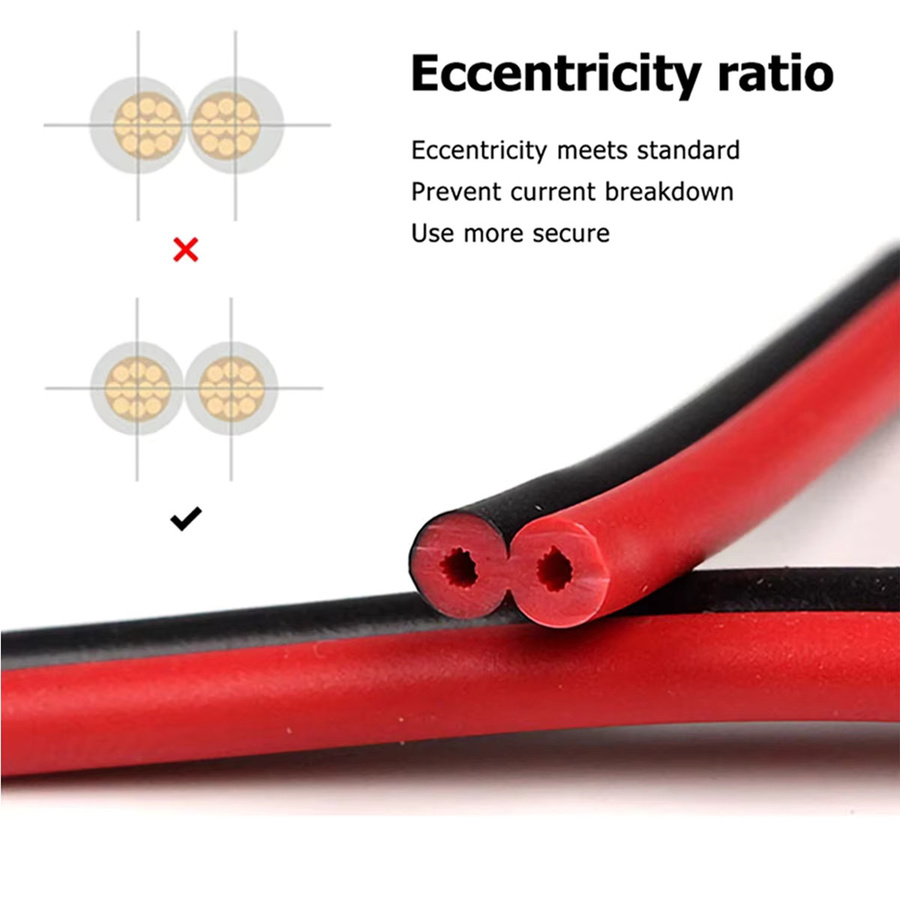 EVSOLAR UL2468 2-Pin Elektronik-Verlängerungskabel 16AWG in Schwarz und Rot für LED und 12V Audio-Anwendungen - Bild 4