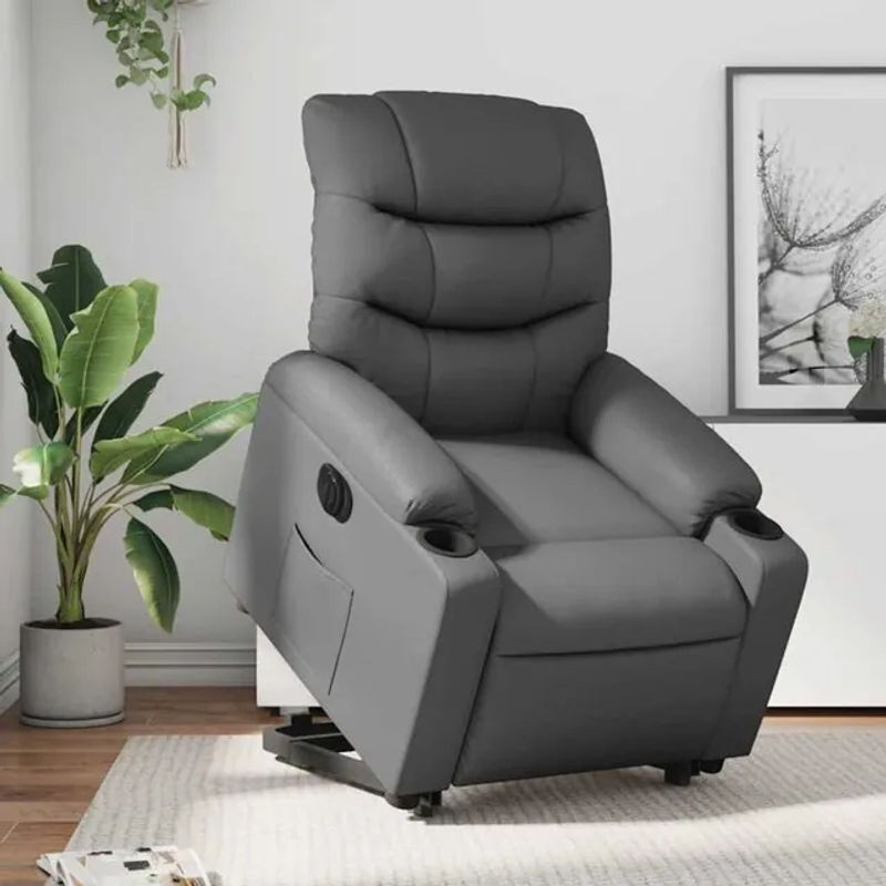 Elektrischer Relaxsessel mit Aufstehhilfe von vidaxl in Grau aus Kunstleder - Bild 1