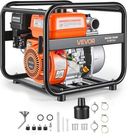 VEVOR Benzin-Wasserpumpe Semi Trash mit 6.5HP Motor, 50.8 mm Anschluss, 132 GPM Förderleistung, Orange, mit Gusseisen-Impeller für Bewässerung und Pools - Bild 1