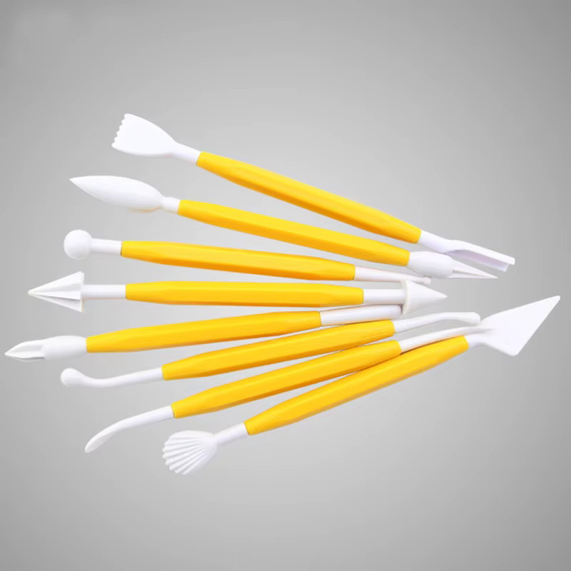8-teiliges Schnitzstift und Formmesser Set aus Kunststoff in Pink für Ton, Polymer-Ton und Plastilin - Bild 4