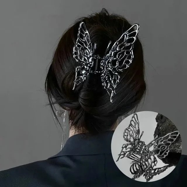 Haarnadel Schmetterling, Kreuz, Rose, Blume, Silber, Damen, Mädchen - Bild 1