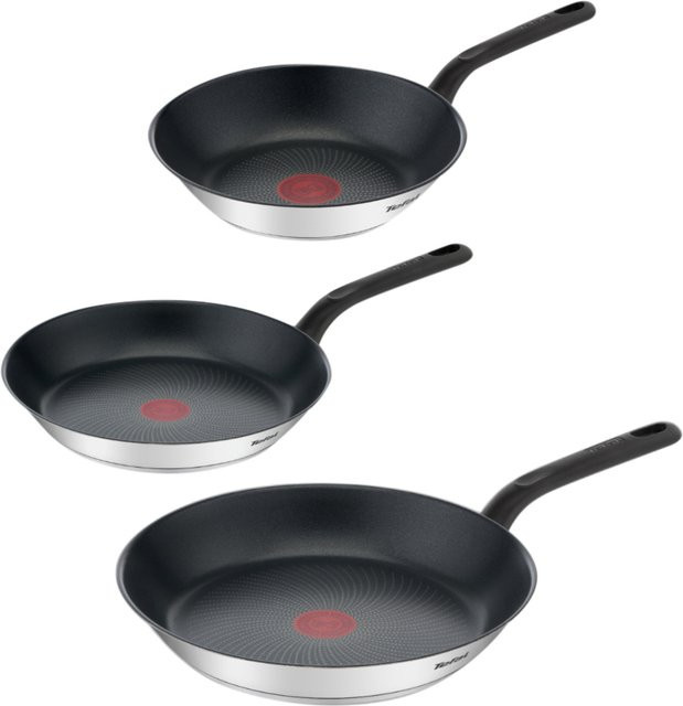Tefal Duetto Edelstahl-Pfannenset mit Non-Stick-Beschichtung, 3-teilig, Silber - Bild 1