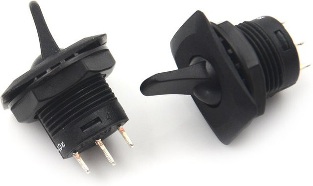 2er-Set Runde Kippschalter SCI R13-402 Schwarz, 3-Pin SPDT, 2-Position, Panel Mount - Bild 1