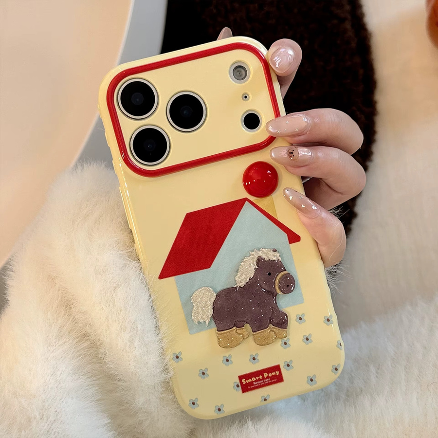 Potdemiel iPhone Schutzhülle mit 3D Cartoon Glitter Pony Design in Multicolour, Stoßfeste Soft Cover Hülle für iPhone 12 bis iPhone 17 Pro Max - Bild 4