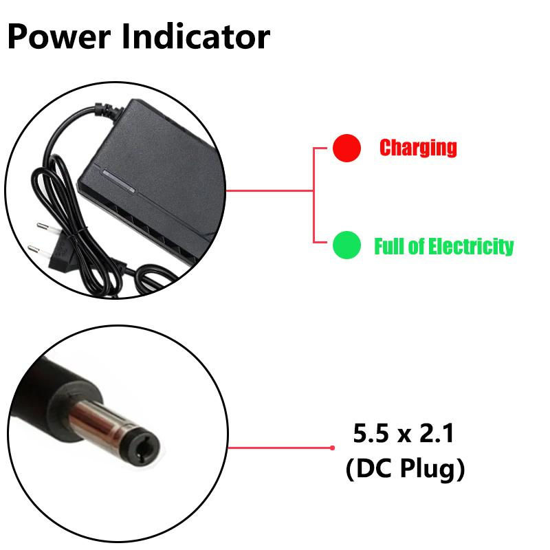 MAOZUA01 Intelligentes Lithium-Ionen Akku-Pack Ladegerät mit Lüfter und EU-Stecker, Schwarz - Bild 5