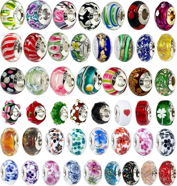 STYFNE Charm-Perlen, 925 Silber, Goldplattiert, Murano-Glas, Damen - Bild 1