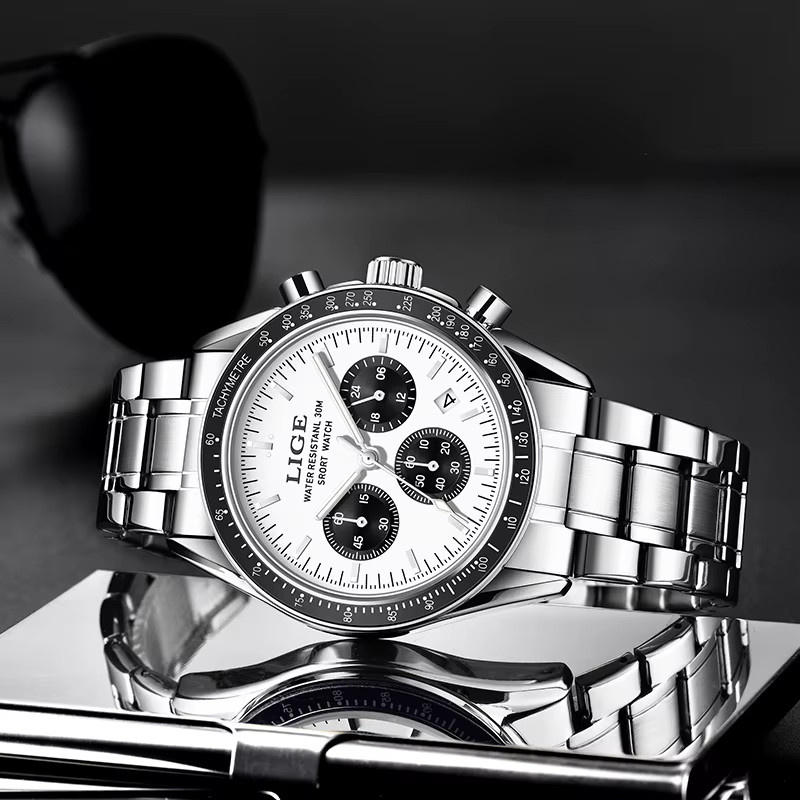 LIGE Armbanduhr, Quarz, Edelstahl, Silber, Herren - Bild 3