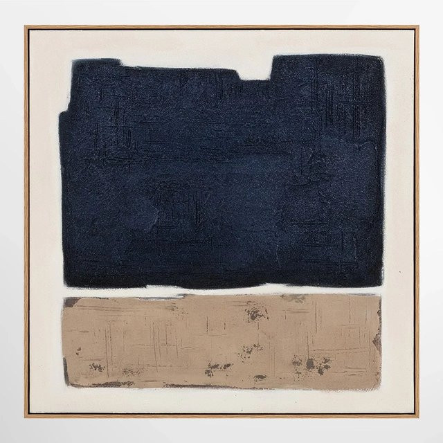 ArtUniverse Leinwandbild Sandy Beach Modernes Landschaftsmotiv in Beige und Blau, B/H: 80 x 80 cm - Bild 1
