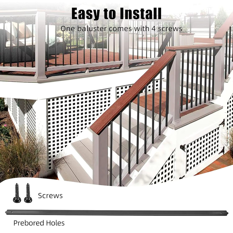 50 Stück Aluminium Deckbaluster schwarz, flach gerillt für Verandageländer und Treppengeländer, Höhe: 82,88 cm, Breite: 2,54 cm, Tiefe: 0,64 cm - Bild 3