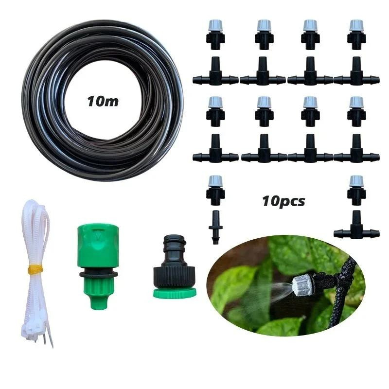 Lansoon Trade Bewässerungssystem mit 10 Sprinklerdüsen für Garten und Landwirtschaft, 10 Meter Nebel- und Kühlungssystem aus ABS-Kunststoff - Bild 3
