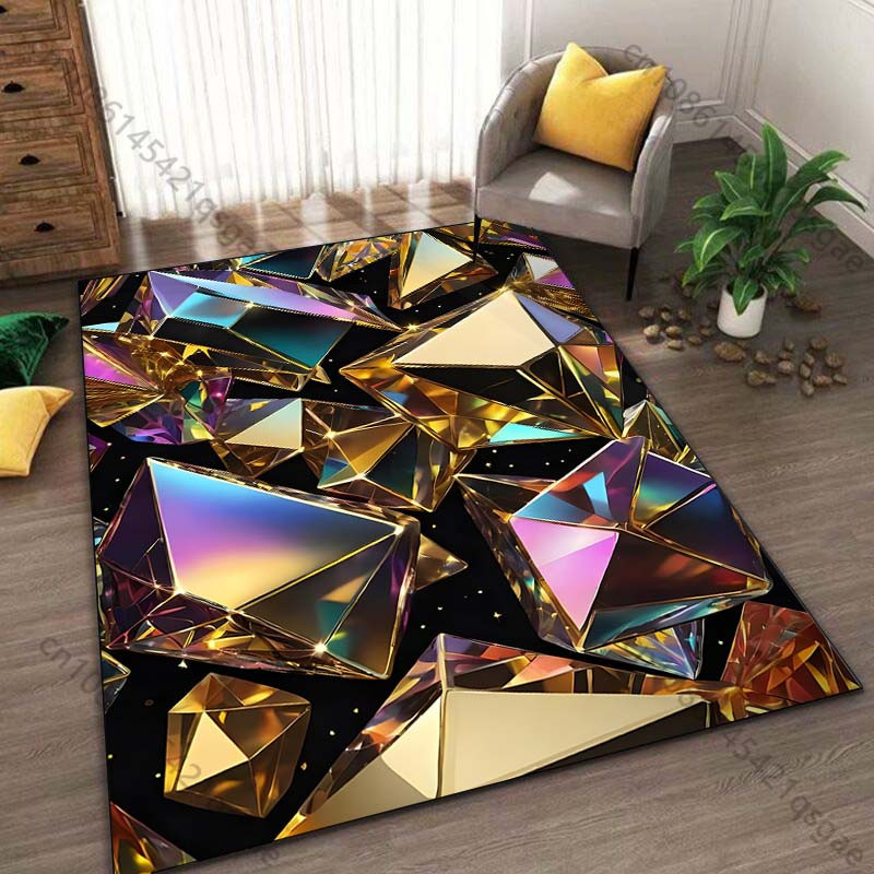 Useful Home Polygon-Druckteppich in Gold, rutschfest und waschbar, B/T: 60 x 40 cm - Bild 2