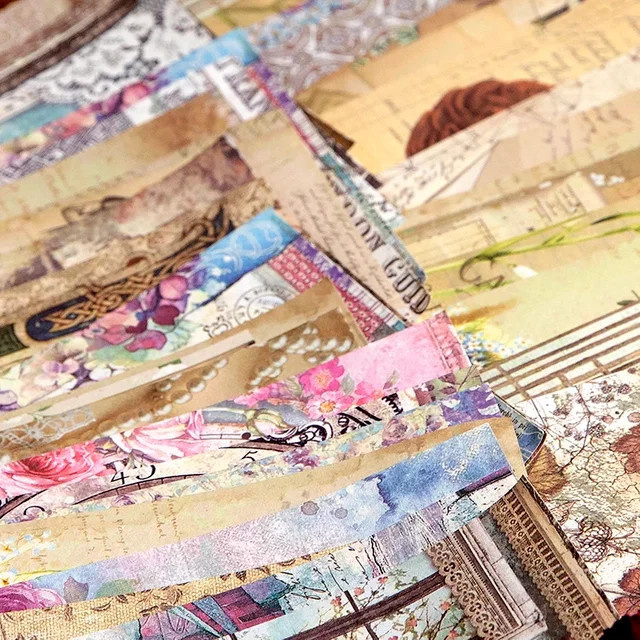 100 Stück Scrapbooking Bastelpapier mit rosa englischem Blumenmuster für Fotorahmen-Hintergründe, Mehrfarbig - Bild 1