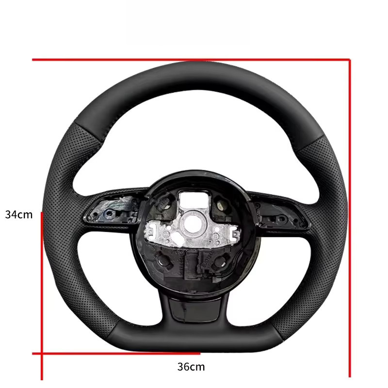 Audi Flachboden-Lenkrad aus perforiertem Leder in Schwarz für A3, A4, A5, Q3, Q5, Q7 und R8 - Bild 2