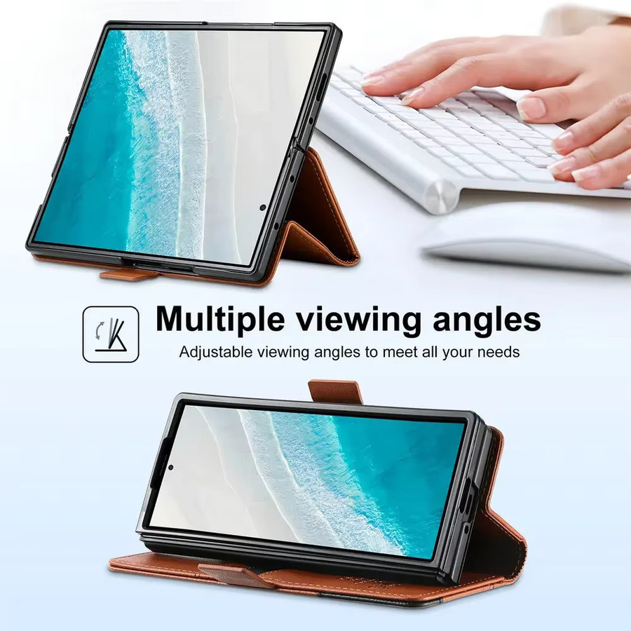RFID-Schutz Flip-Handyhülle mit Kartensteckplatz für Samsung Galaxy Z Fold 7, 6, 5, 4, 3 5G in Schwarz - Bild 4