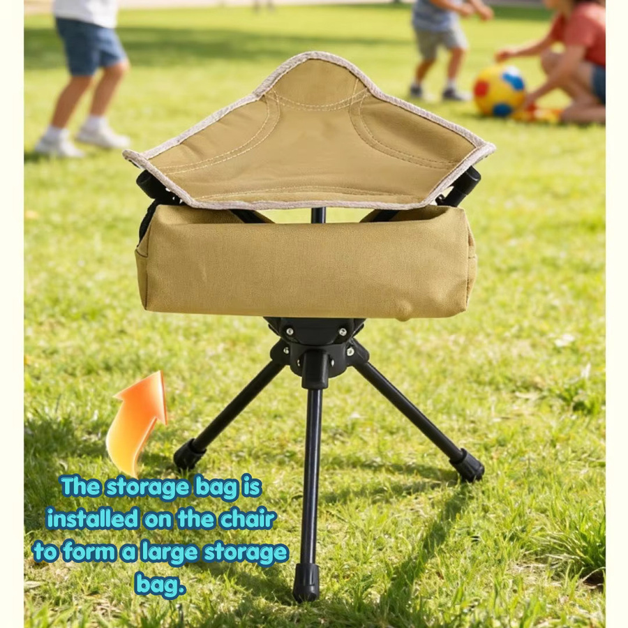 WESTTUNE 360 Grad drehbarer Campinghocker, ultraleichter klappbarer Dreifuß-Sitz für Outdoor, Wandern und Angeln, Farbe: Grün - Bild 2