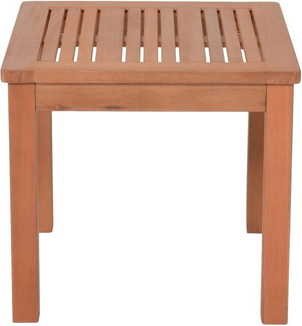 DELUKE Gartentisch GUNTER Beistelltisch aus Eukalyptus, Braun, Rechteckig, B/T/H: 44 x 44 x 40 cm - Bild 1