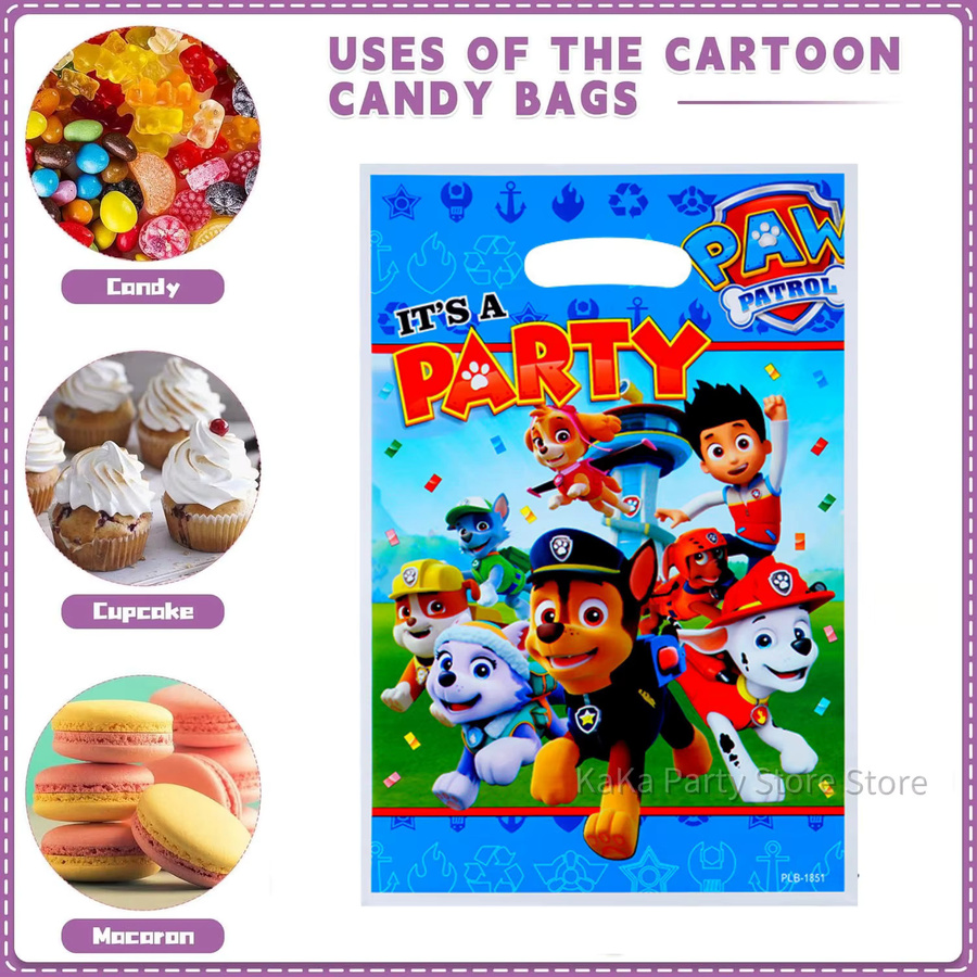 Paw Patrol Geschenktüten für Kindergeburtstage, bunte Party-Dekoration aus Papier mit Hundepfoten-Motiv, Mehrfarbig - Bild 2