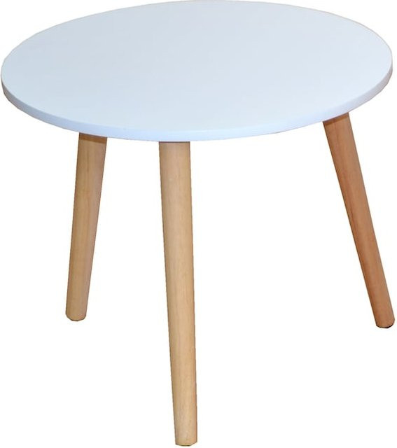 Beistelltisch Smuto Möbel direkt online weiß rund aus MDF und Gummibaum B: 45,0 cm, T: 38,5 cm, H: 45,0 cm - Bild 1