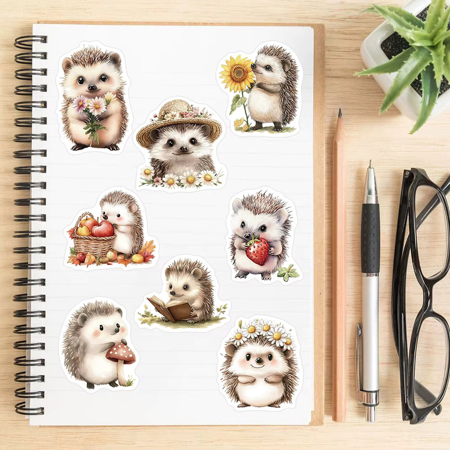 50-teiliges Set Igel-Familienaufkleber, Cartoon, multicolor, Papier - Bild 2