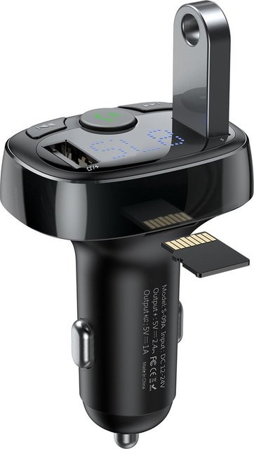 Baseus S-09A FM-Transmitter Bluetooth in Schwarz mit 2x USB-A und microSD-Slot - Bild 1