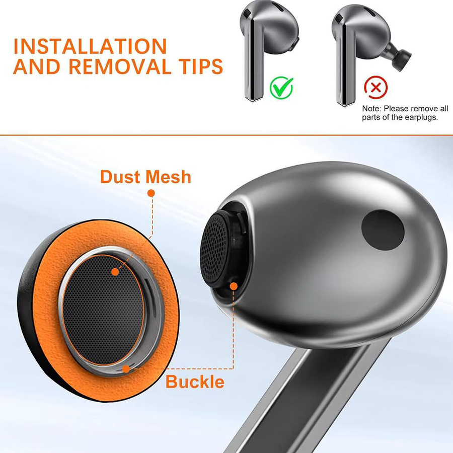 XDcase Silikon-Ohrstöpsel Ersatzset für Samsung Galaxy Buds3 Pro, In-Ear Kopfhörer-Aufsätze, 3 Paare in den Farben Weiß und Orange, Größen S/M/L - Bild 4