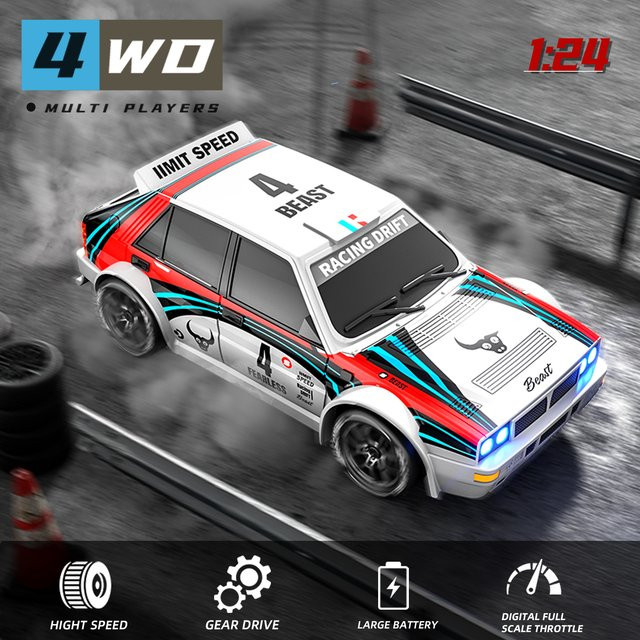 ZNLYRION 4WD RC Drift Auto, ferngesteuertes Rennfahrzeug, Maßstab 1:24, mit LED-Lichtern - Bild 1