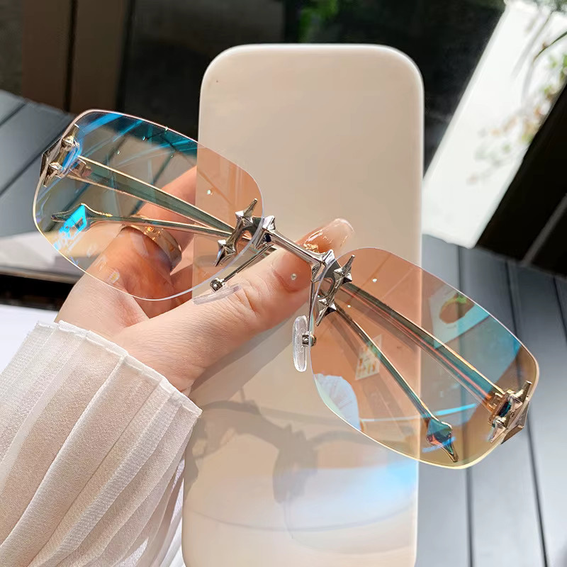 Owl City Sonnenbrille randlos, Metall, rechteckig, Damen - Bild 2