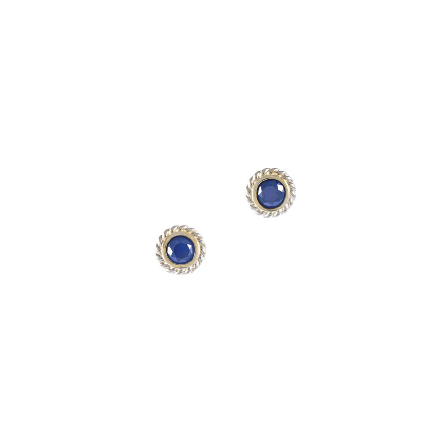 Ohrstecker 925 Silber, teilvergoldet, Zirkonia, blau, Unisex - Bild 1