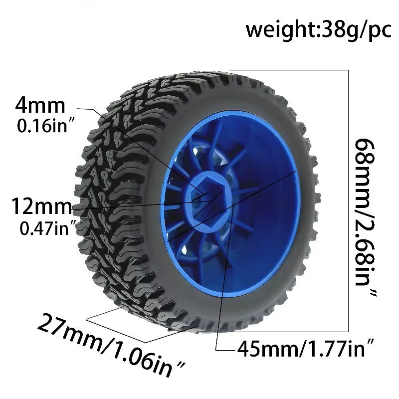 TIMEA RC-Car-Reifen für 1/14 1/16 Rennwagen, Gummireifen mit 12mm Sechskant - Bild 1