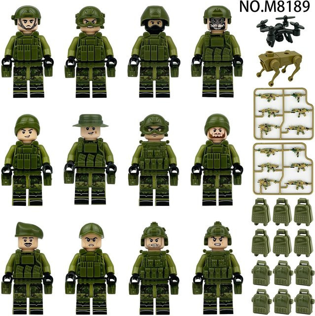 BELA Building Blocks Militärserie Dschungel- und Feldsoldat, Bausteinspielzeug, 12-teiliges Set, ab 6 Jahren - Bild 1