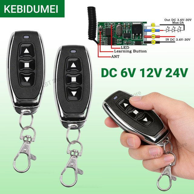KEBIDUMEI 433MHz RF Drahtlose Fernbedienung Mini-Relaismodul mit LED-Lichtsteuerung DIY-Kit für DC 6V 12V 18V 24V mit 50m Reichweite - Bild 1