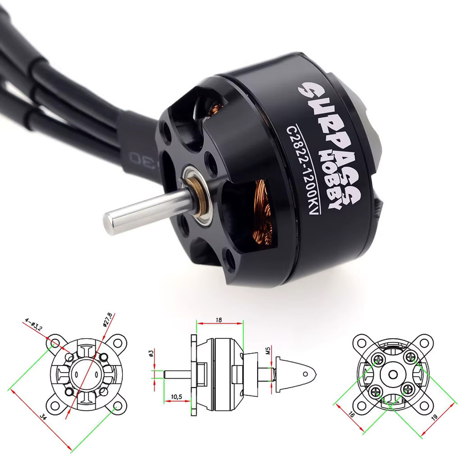 Übertreffen Hobby 2822 1200/1400KV Bürstenloser Motor 20A ESC Combo, Set / Bundle - Bild 2
