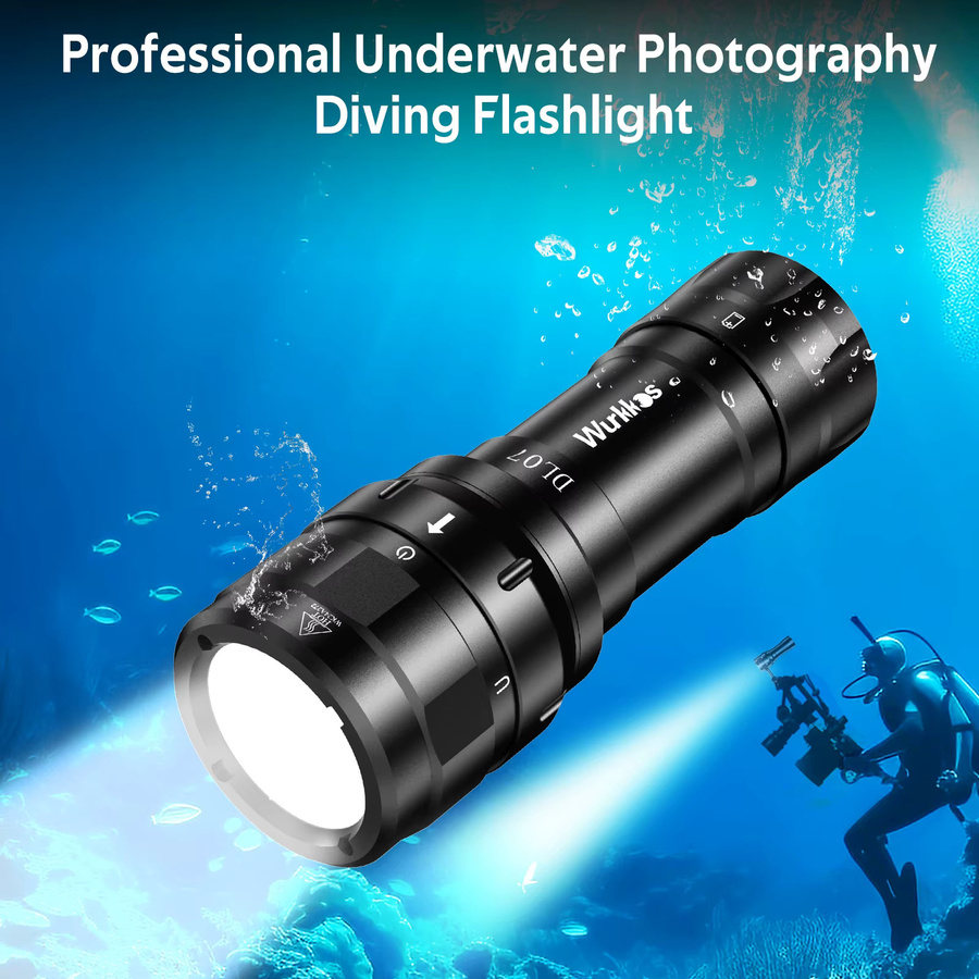 Wurkkos DL07 Tauchlampe mit mehrfarbiger LED, Drehverschluss, wasserdicht, 26650 Akku und Einzelsteckplatten-Ladegerät, 5000K - Bild 2