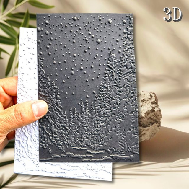 Cedar and Star 3D-Prägefolder in Weiß für DIY-Scrapbooks und Visitenkarten-Druck - Bild 1