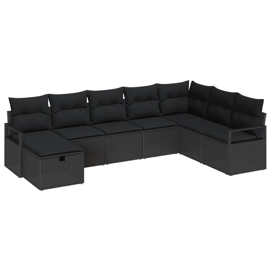 vidaXL Garten-Sofa-Set 8-teilig aus Poly-Rattan in Schwarz mit Stauraum und Polstern - Bild 2
