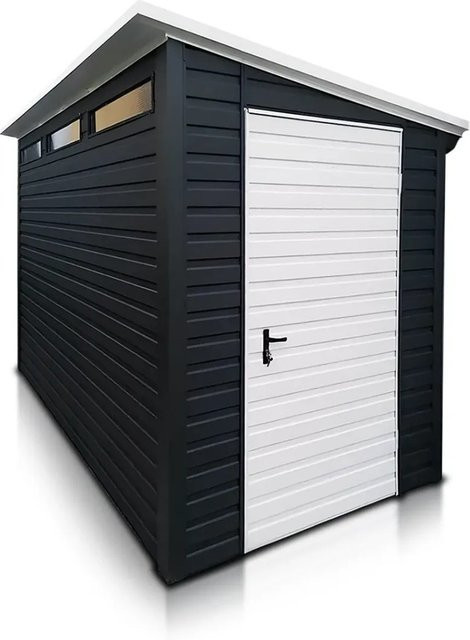 Liderstal Einzelgarage Basic aus Trapezprofilblech mit Pultdach in Graphit, B/T/H: 400 x 200 x 233 cm - Bild 1