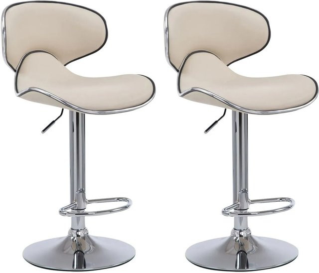 CLP 2er Set Barhocker Las Vegas in Creme mit Chromgestell aus Kunstleder - Bild 1