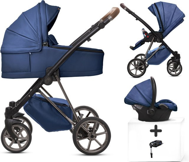 TPFLiving 4in1 Kinderwagen Royal aus Kunstleder in Blueberry mit Gestell in Space Grau - Bild 1