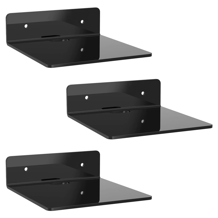 3-teiliges Set Willstar Acryl-Schweberegale als Wandregal zur Wanddekoration und Produktpräsentation in Transparent, Weiß oder Schwarz - Bild 4