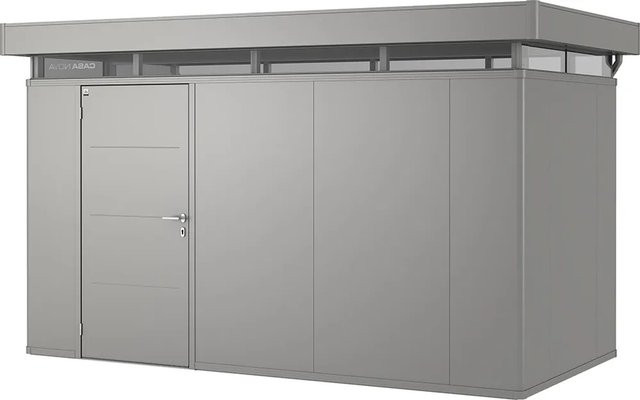 Biohort Metallgerätehaus CasaNova in Quarzgrau Metallic mit Flachdach und Türanschlag links, B: 400 cm, T: 250 cm, H: 215 cm - Bild 1