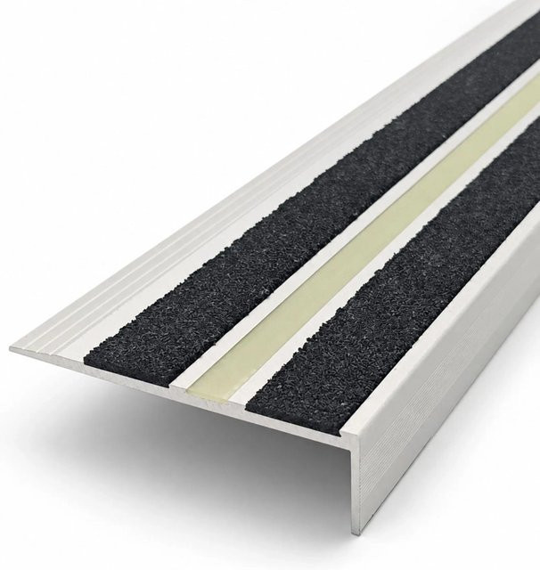 Floordirekt Treppenkantenprofil Aura Aluminium Anti-Rutsch-Profil in Silber oder Schwarz, Länge: 100 cm - Bild 1