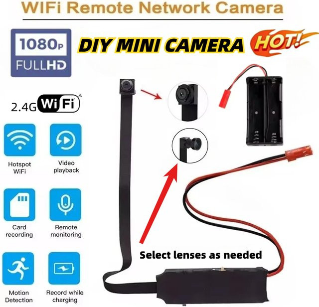 DIXSG Mini WLAN Überwachungskamera HD 1080P Kompakte Tragbare Action Camera in Schwarz - Bild 1